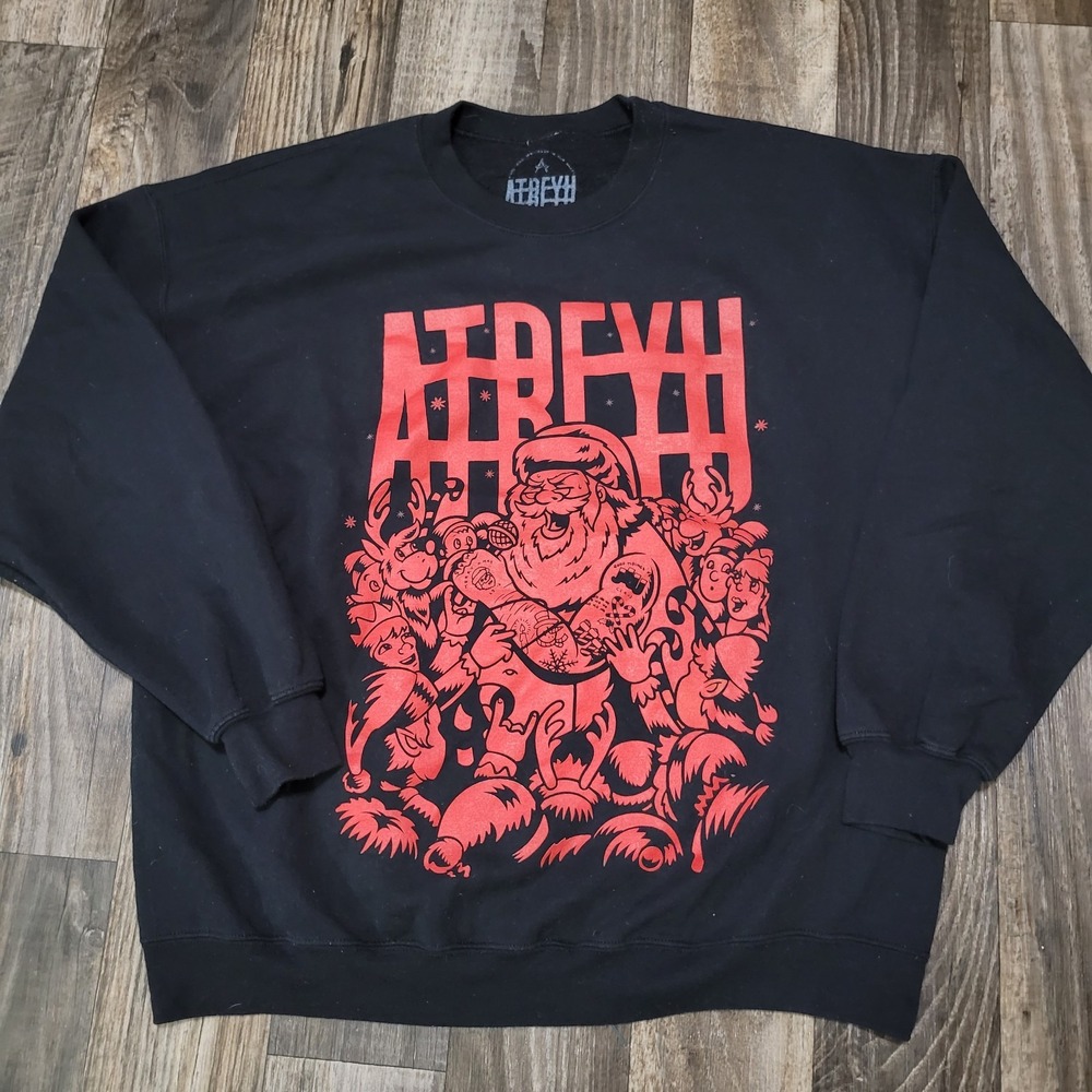 Atreyu Band Santa Holiday Black Sweatshirt Metal Metalcore XL Christmas